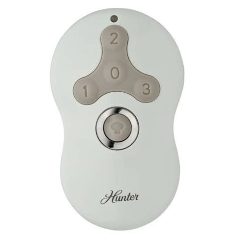 a white remote control with the number two on it's button and an inscription that reads, hunter