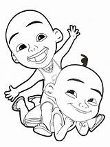 Coloring Upin Pages Ipin Mewarnai Gambar Colouring Color Mewarna  sketch template