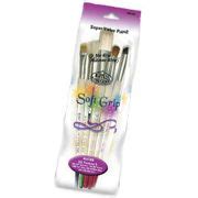 Set Of 5 Soft Grip Artist Paint Brush Set - Textured Mix Set 306 - Quickdraw Supplies