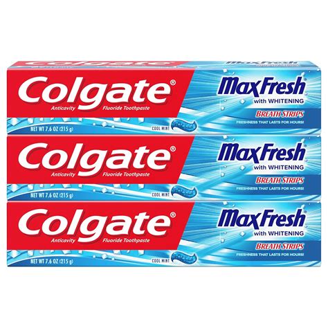 Buy Colgate Max Fresh Toothpaste with Mini Breath Strips, Cool Mint - 7.6 Ounce (3 Pack) Online ...