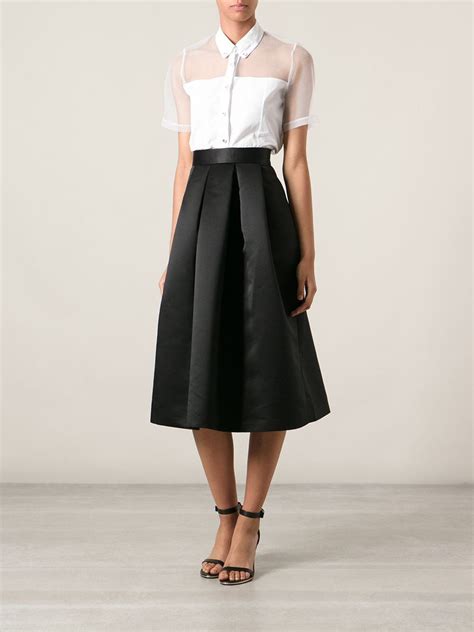 Lyst - Lulu & Co Satin Box Pleated Skirt in Black