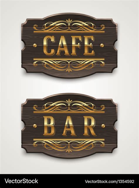 Vintage wooden signs for cafe and bar Royalty Free Vector