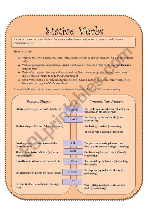 Stative Verbs - ESL worksheet by vitude