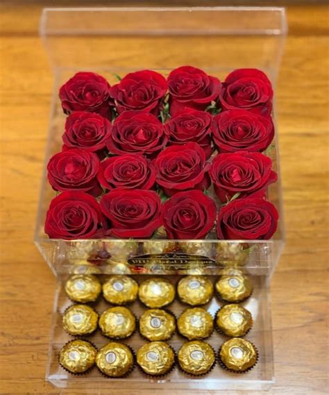 Acrylic Flower Box With Chocolates - VIP Floral Designs