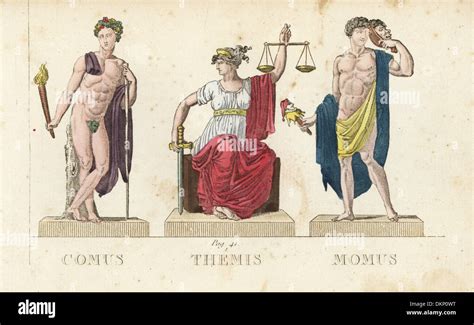 Comus, Themis and Momus, Greek gods of festivity, divine law and satire ...