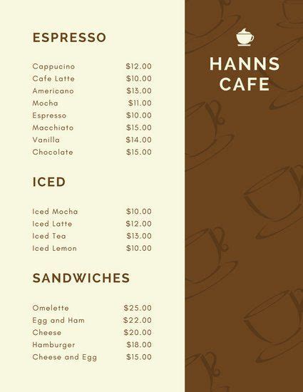 Canva Coffee Shop Menu Templates Canva D7dc6835 #ResumeSample # ...