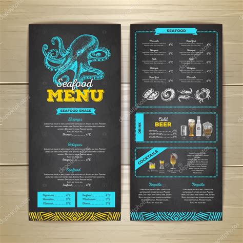 Vintage seafood menu design. Stock Vector Image by ©annbozshko #110465750