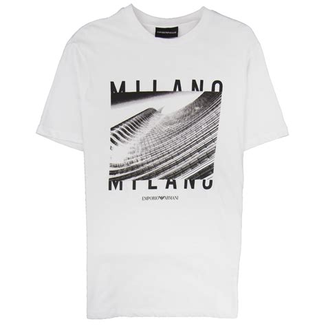 Armani Jeans City Logo Milano T-shirt Bianco Ottico 0100 | ONU