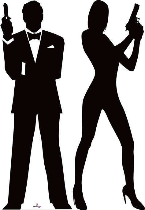 James Bond and Spy Girl Silhouette Cardboard Cutout Package | LifesizeCutouts