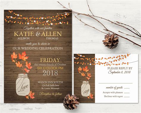 Printable Fall Wedding Invitations