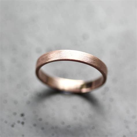 Rose Gold Women's Wedding Band Stackable Ring 3mm Flat - Etsy