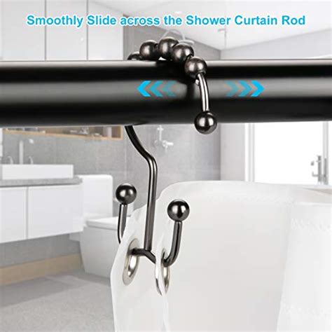 Shower Curtain Hooks Rings, Rust-Resistant Stainless Steel Double Glide Shower Hooks for ...