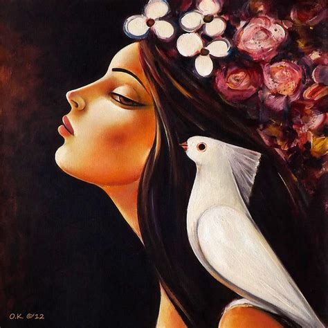 Peace on My Shoulder - Square Painting Painting by Ognian Kuzmanov - Fine Art America