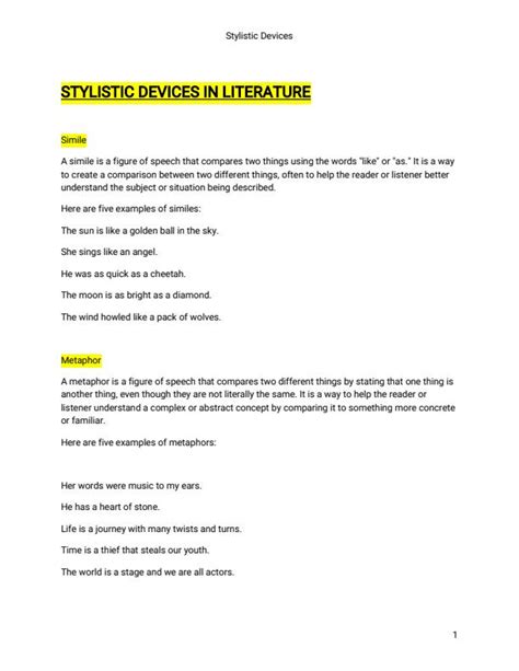 English Literature Stylistic Devices Explanations and Examples - 13561