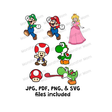 Super Mario LAYERED SVG Luigi Mario Peach Toad Yoshi SVG - Etsy Ireland