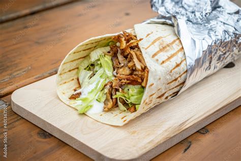 Durum Kebab at a local street food stall Stock Photo | Adobe Stock