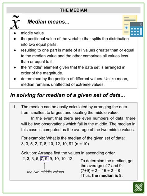 Measures of Central Tendency Themed Math Worksheets