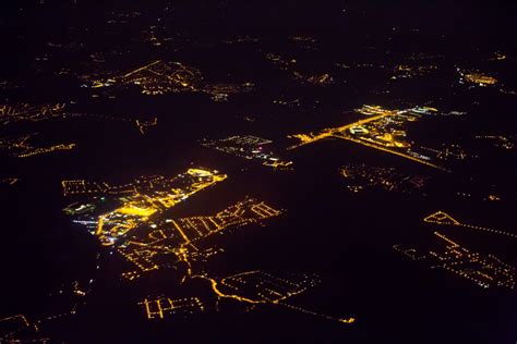 Aerial View Of Night Town Free Stock Photo - Public Domain Pictures