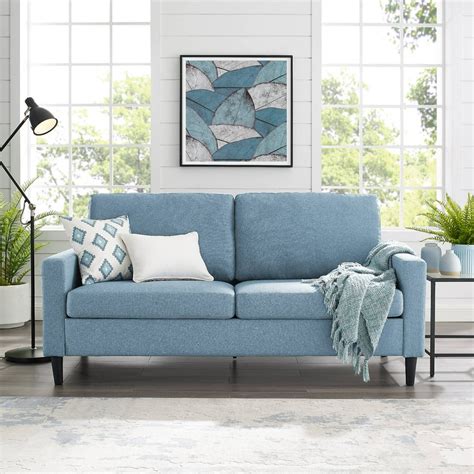 Mainstays 72.5" Woven Fabric Apartment Sofa, Light Blue - Walmart.com ...