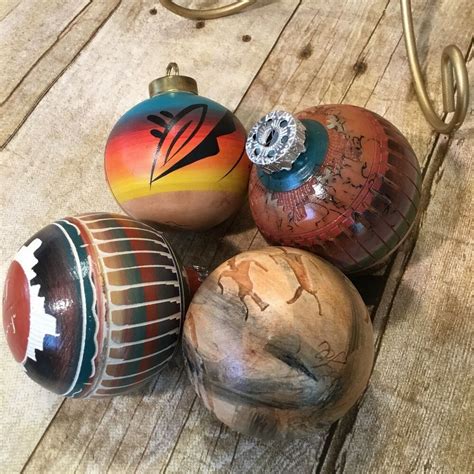 Set 4 Native American Navajo Pottery Christmas Ornaments Horse Hair ...