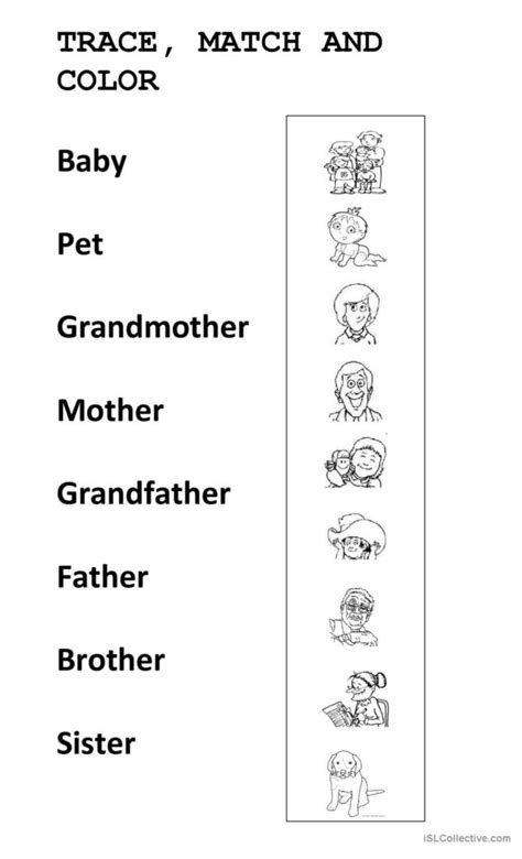 TRACE FAMILY MEMBERS: English ESL worksheets pdf & doc