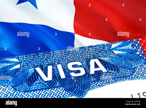 Panama Visa. Travel to Panama focusing on word VISA, 3D rendering. Panama immigrate concept with ...