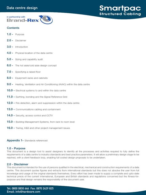 Data Centre Design: Tel: 0800 0830 646 Fax: 0870 2429 825 | PDF | Data Center | Building Engineering