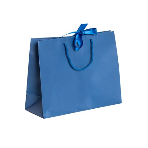 Pack of 100 Large Landscape Blue Paper Gift Bags With Rope Handles and ...