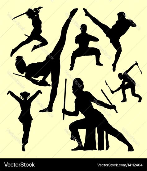 Martial art and self defense silhouette Royalty Free Vector