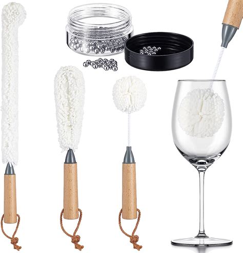 Amazon.com: Dandat 3 Pcs Decanter Cleaning Brush Kit Glassware Cleaner Brush 150 Pcs Wine ...