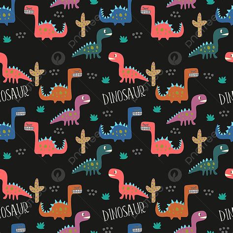 Dinosaur Seamless Vector Hd Images, Childish Dinosaur Drawing Seamless ...