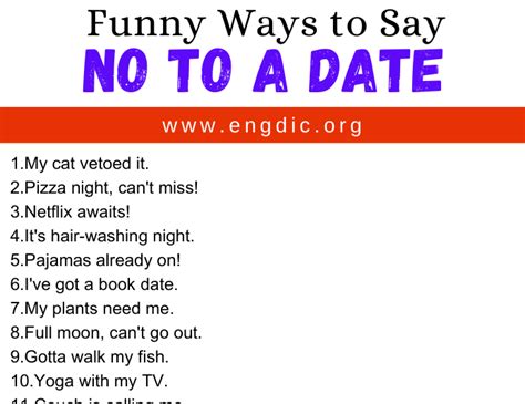 30 Funny Ways to Say No To A Date - EngDic