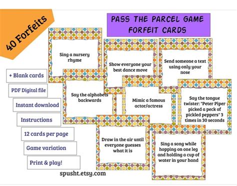 Pass The Parcel Forfeits Birthday Game for Adults & Kids | Etsy