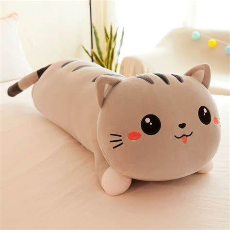 Kawaii Lying Cat Soft Plush Pillow Down Cotton Stuffed Lovely Animal ...