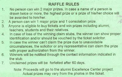 CAMARIN HIGH SCHOOL ALUMNI ASSOCIATION: CHSAA BALIK PAARALAN RAFFLE PROMO RULES