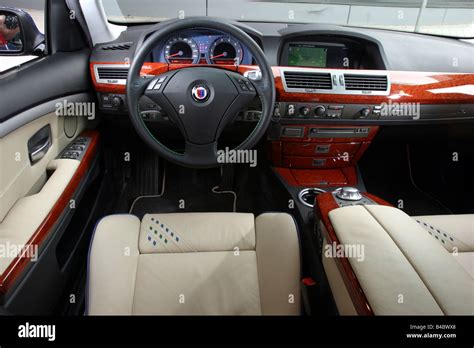 Car, BMW Alpina B7, Limousine, roadster, blue, model year 2004-, interior view, Interior view ...