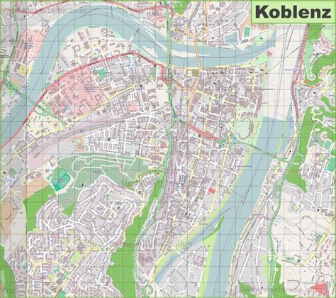 Large detailed map of Koblenz - Ontheworldmap.com