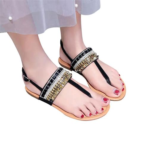 SAGACE Flat Casual Bohemian Diamond Thong Sandal Women's Gladiator ...