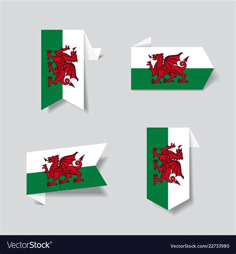 Welsh flag stickers and labels Royalty Free Vector Image