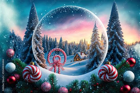 A beautiful Merry Christmas scene with a festive night snow background and a winter landscape. A ...