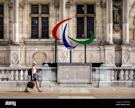 PARIS - The Paralympic Games logo is displayed next to the Olympic ...