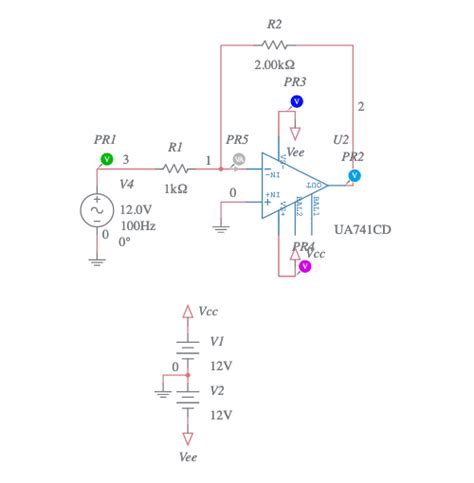 inverting op amp circuit - uA741 - Multisim Live