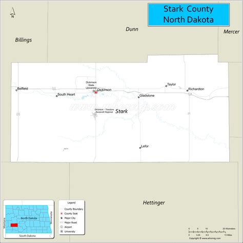 Map of Stark County, North Dakota - Thong Thai Real