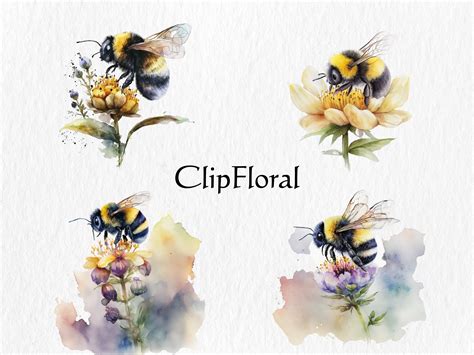 Watercolor Bumble Bee Clipart Bundle Watercolor Bumble Bee - Etsy