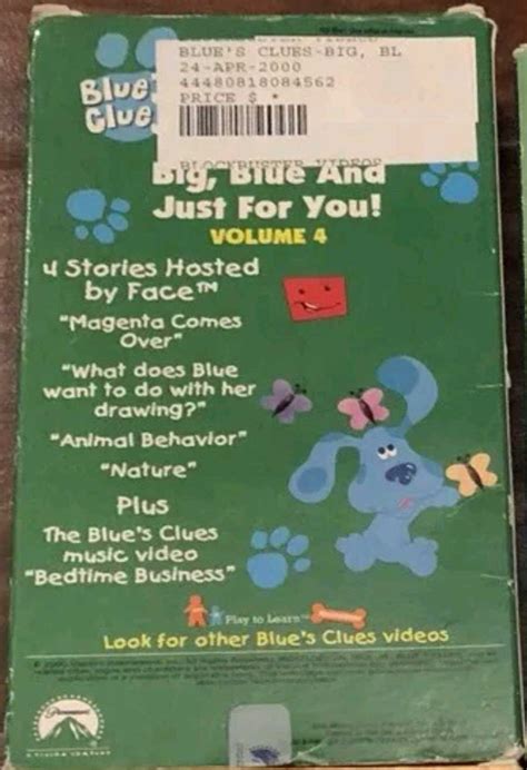 Blue's Clues Big Blue and Just for You Volume 4 2000 VHS | Blues clues ...