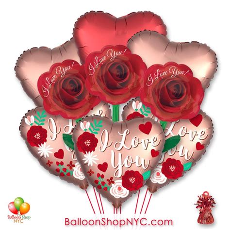 I Love You Roses Valentines Day Balloon Bouquet - New York Delivery