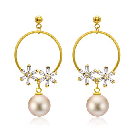 Gold Plated Long Drop 8MM Pearl Earrings Supplier| JR Fashion Accessories