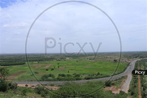 Image of Aerial view of the road curve-CE933733-Picxy