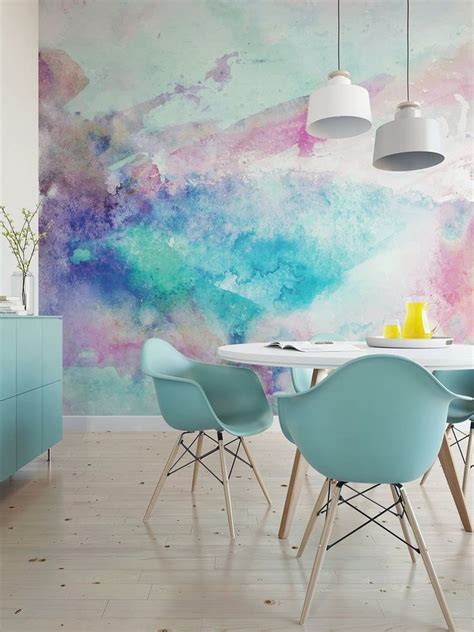 Cool Tones Watercolor Wall Mural 522 | Etsy | Watercolor mural, Wall ...