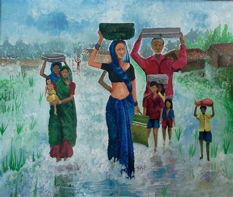 Flood Of Kosi River02 Painting by Rajeev Raj